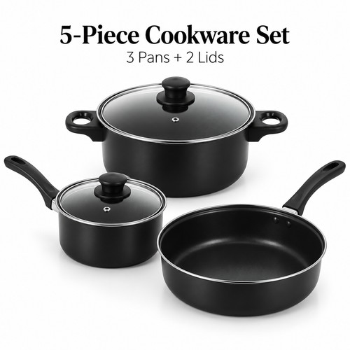 5pc cookware set pots pans - set,